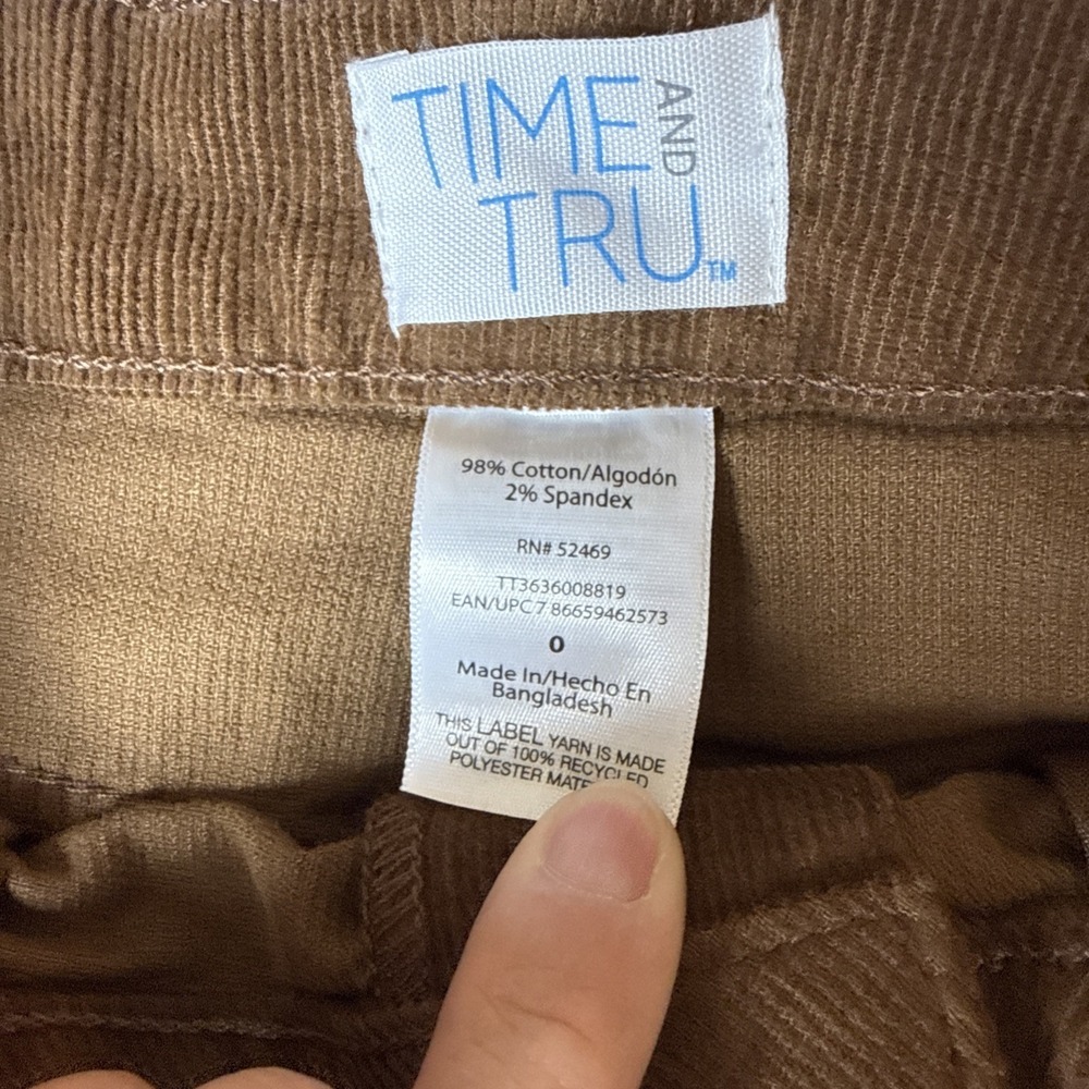 Time and Tru Women's SIZE 0 Corduroy Midi Skirt with Front Slit BROWN - Picture 4 of 6